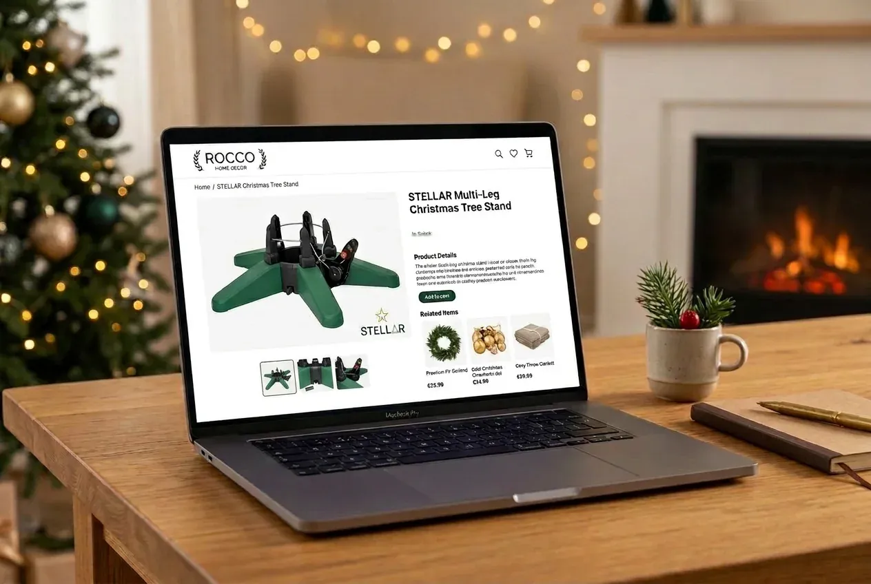 Laptop ze stroną produktu STELLAR w sklepie internetowym.